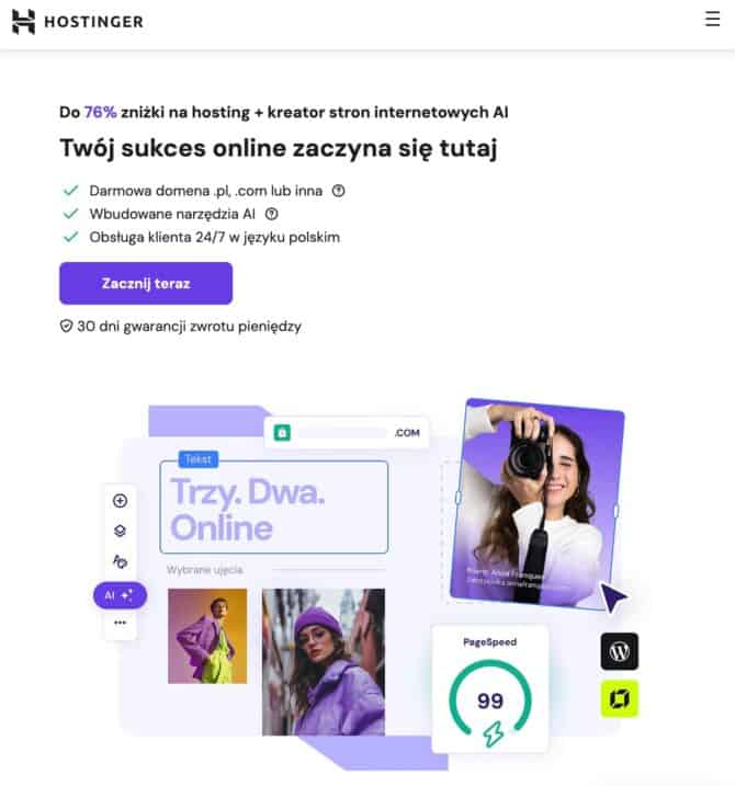 Strona WWW Hostinger