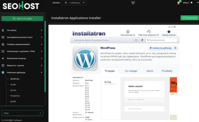 Instalacja WordPressa na hostingu SeoHost: krok 1